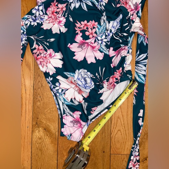 PinkBlush Jade Floral Waist Tie Maternity One-Piece Swimsuit Size Small - Picture 8 of 14